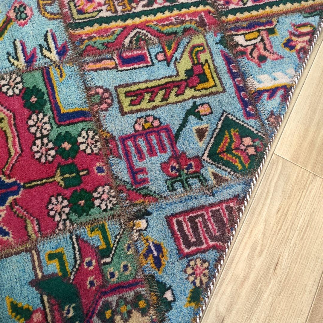 ペルシャ絨毯 パッチワーク アンティーク 156x102手織り クリーニング済み