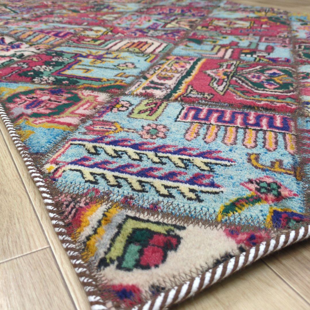 ペルシャ絨毯 パッチワーク アンティーク 156x102手織り クリーニング済み