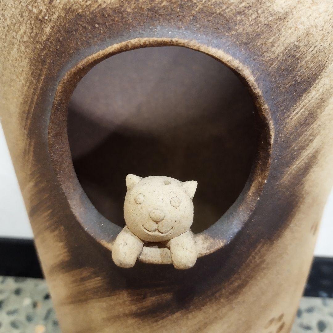 値下げ【新品・未使用】猫の傘立て　へちもん　信楽焼　ネコ　シンプル　インテリア