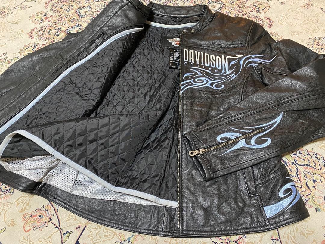 新品未使用Harley-Davidson ブラックレザージャケットフレアーロゴ