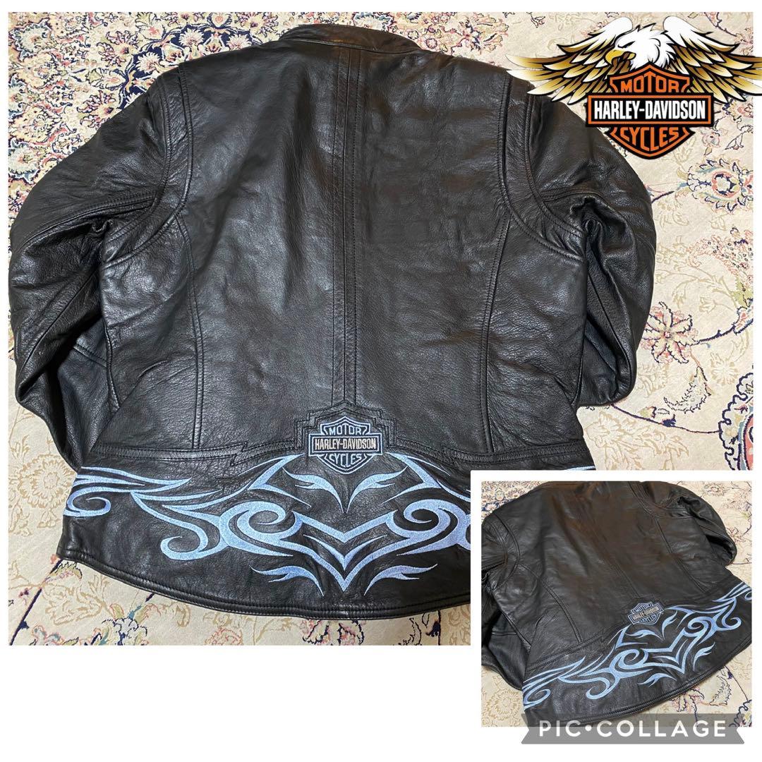 新品未使用Harley-Davidson ブラックレザージャケットフレアーロゴ