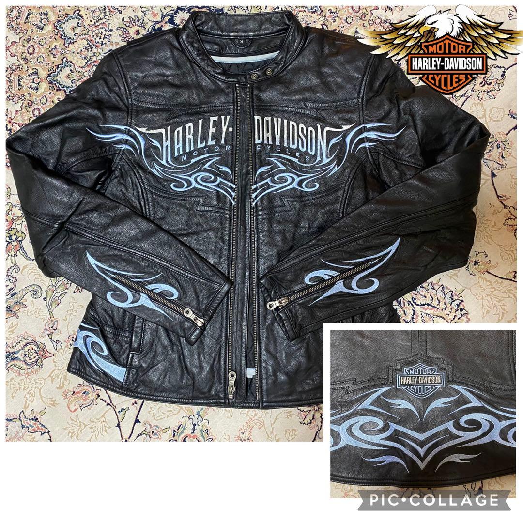 新品未使用Harley-Davidson ブラックレザージャケットフレアーロゴ