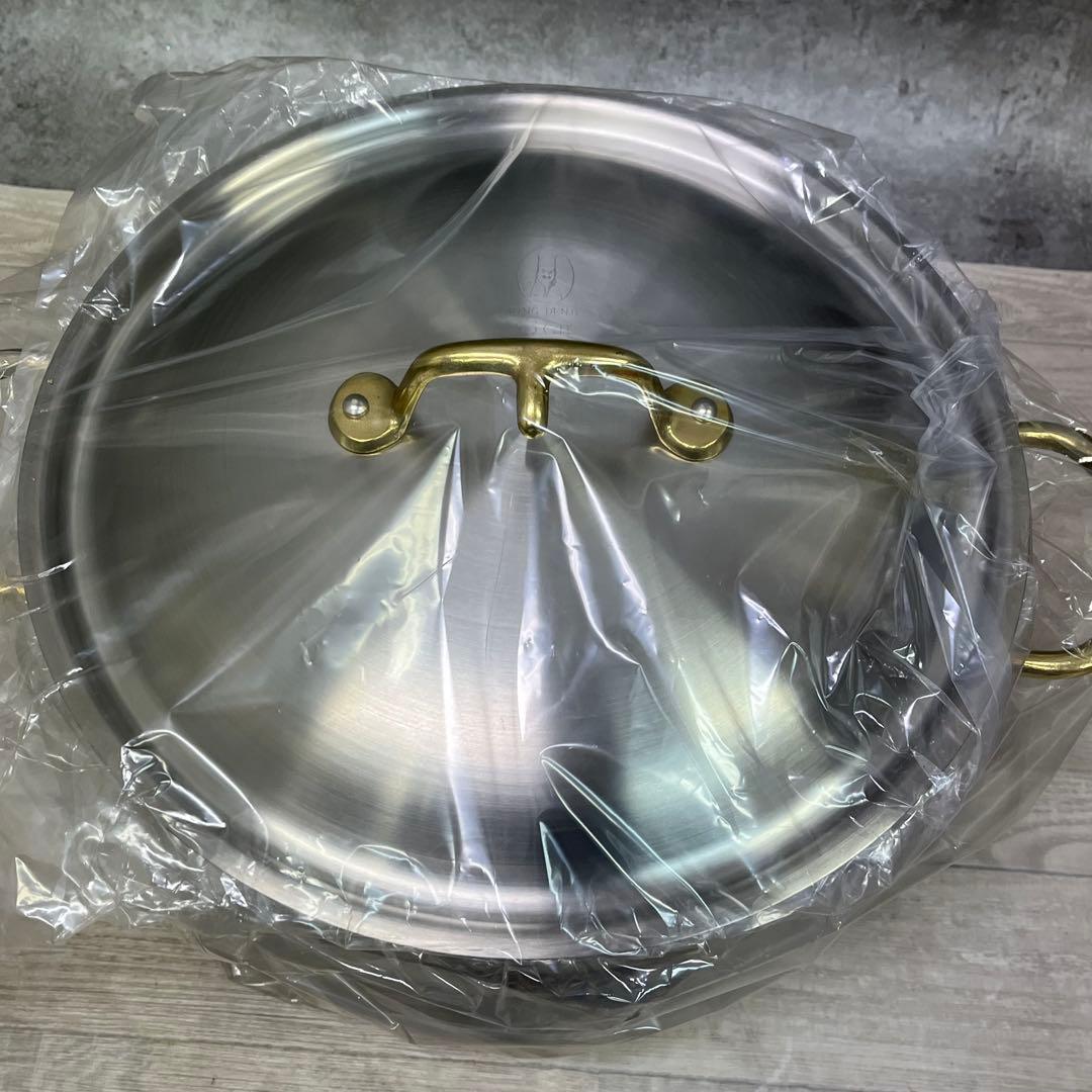 未使用 中尾アルミ製作所 キングデンジ 半寸胴鍋 33cm 18L nakao