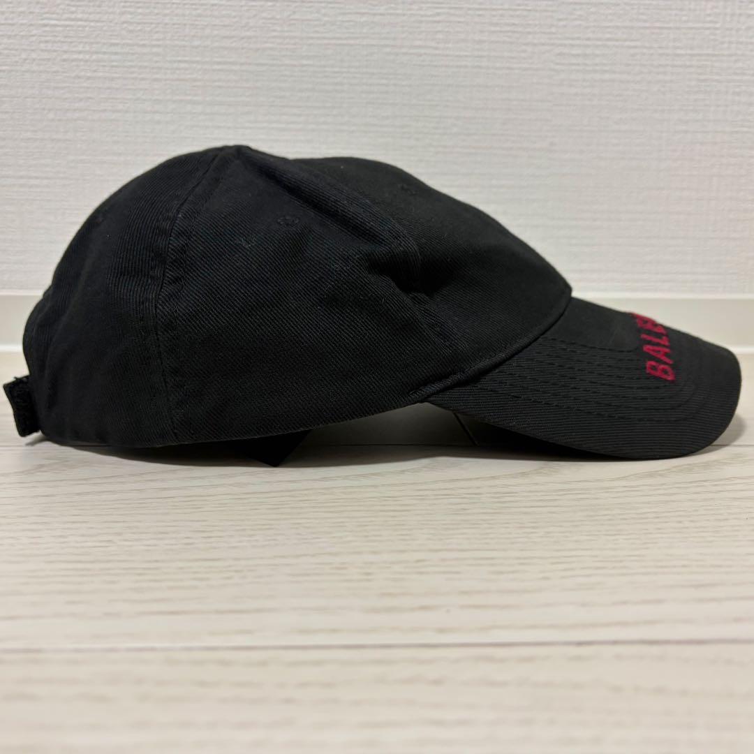 美品✨BALENCIAGA　バイザーロゴ　キャップ　L59　マジックテープ　黒赤