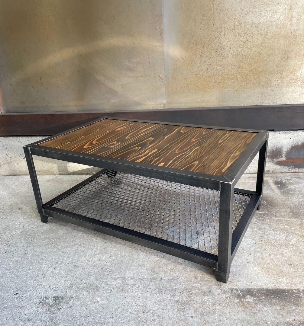 アイアンラック［上段木板］　アイアン家具　ローテーブル　植物棚　インダストリアル