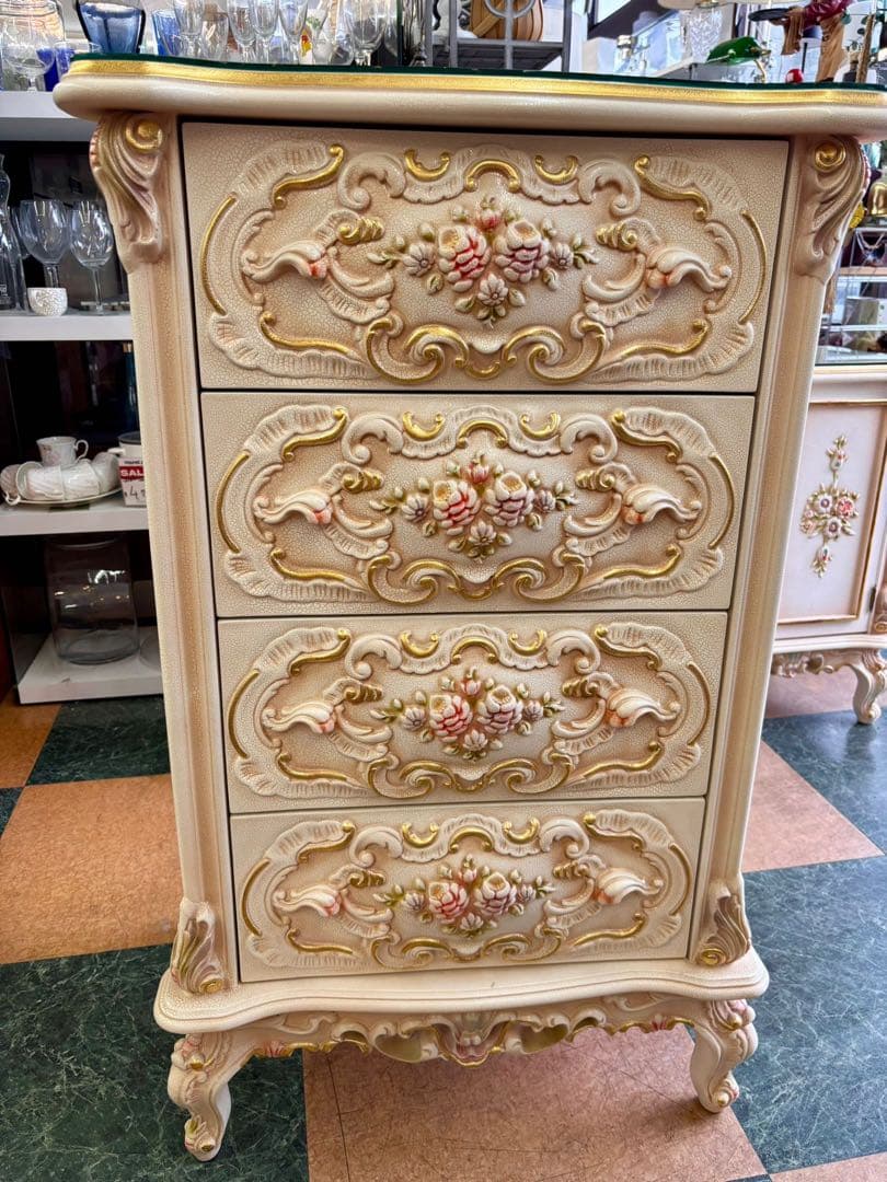 フレンチスタイル キャビネット 4段ロココ調