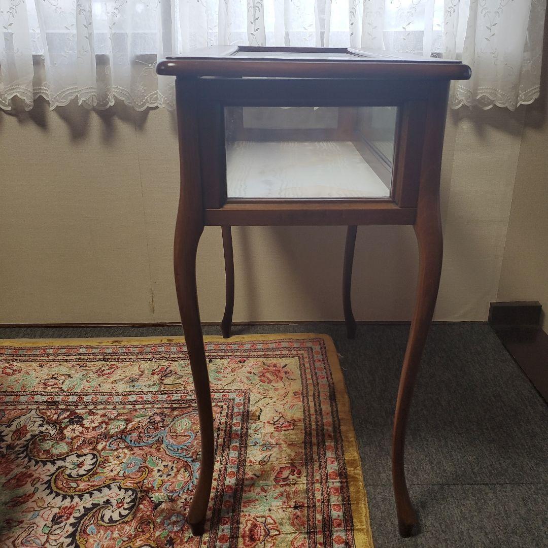 アンティーク　木製ガラス天板テーブル　イタリア製