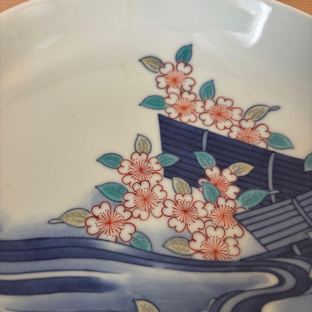 色鍋島 花筏文七寸皿　公法作　桐箱入