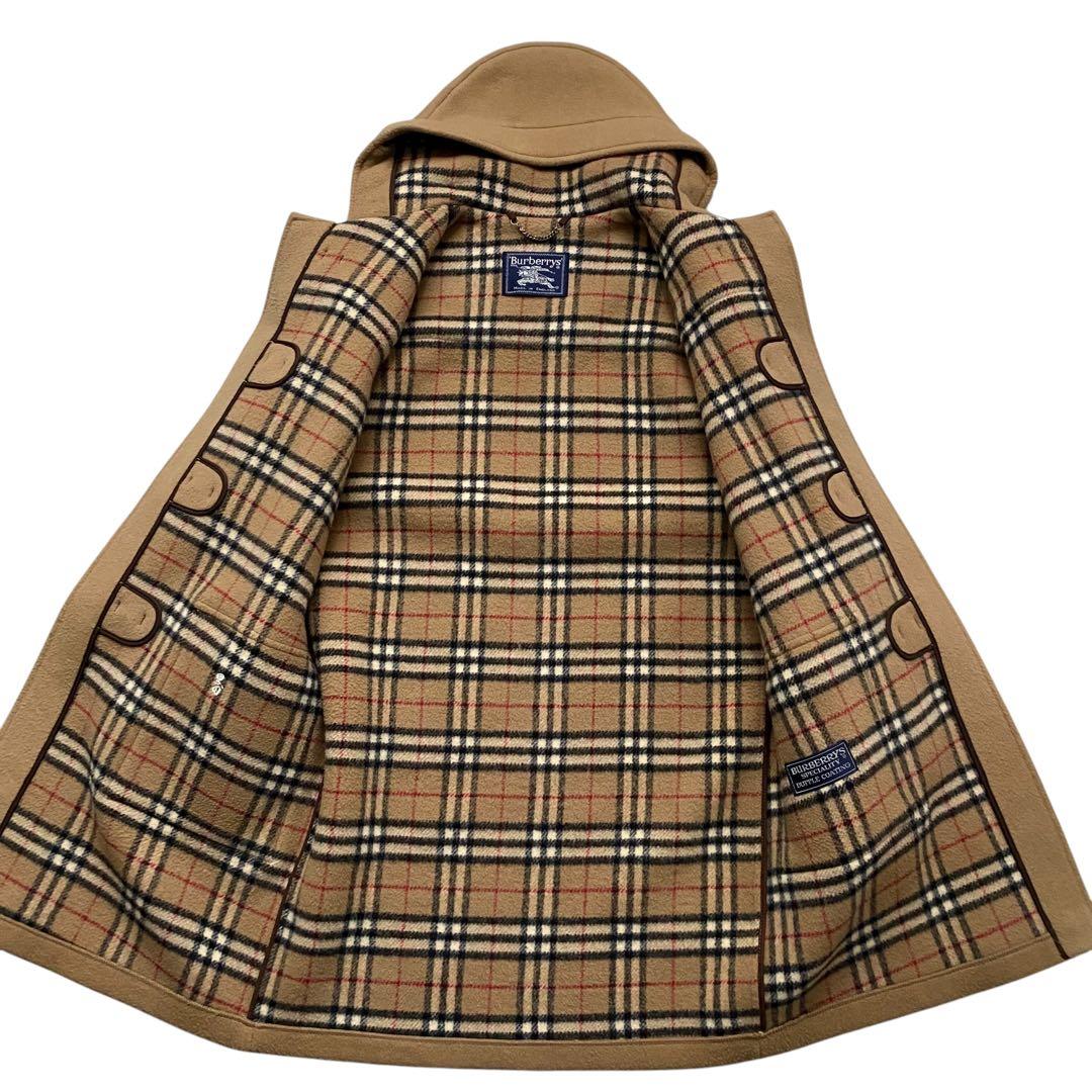 【美品】 バーバリーズ ダッフルコート ノバチェック フーディ キャメル ロング