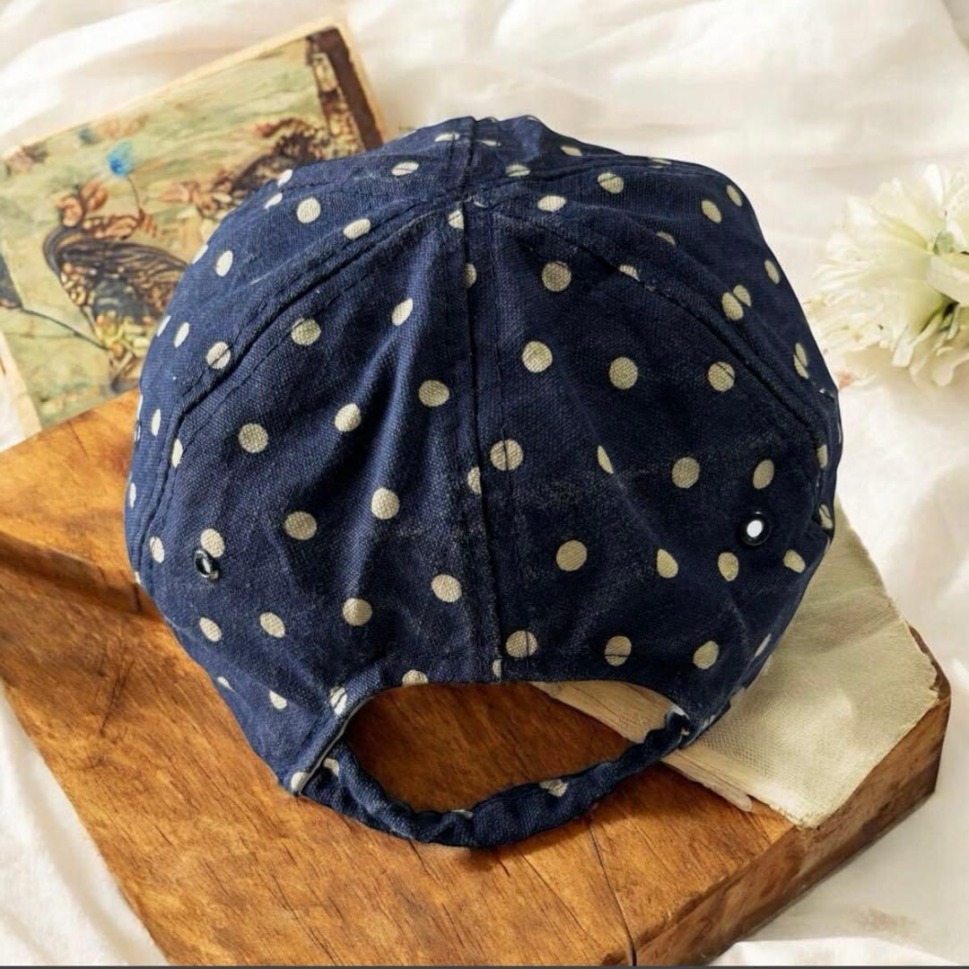 90's VINTAGEドット柄ロングビルキャップ帽子古着フェードCAP90年代