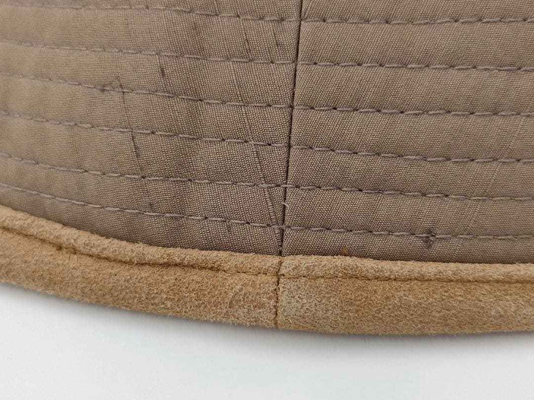 HERMES 帽子　H柄　カーキベージュ　59 ダメージ加工