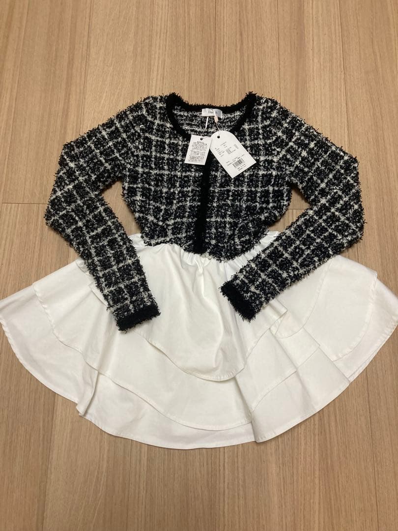 Darich ボリュームフリルツイードニットミニワンピース ブラック Ｆ