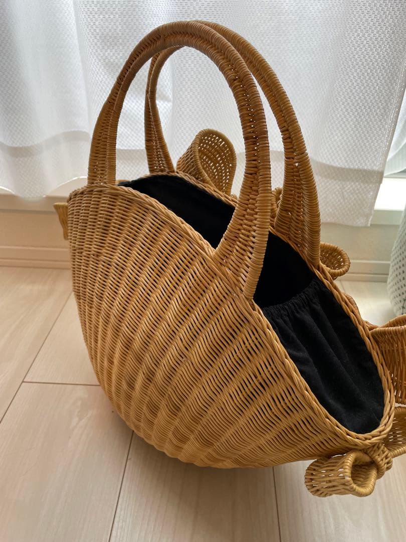アナトリエ　カゴバッグ　リボン