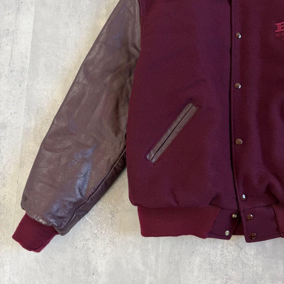 Holloway 90s USA製 ウール×レザー スタジャン ワインレッド L