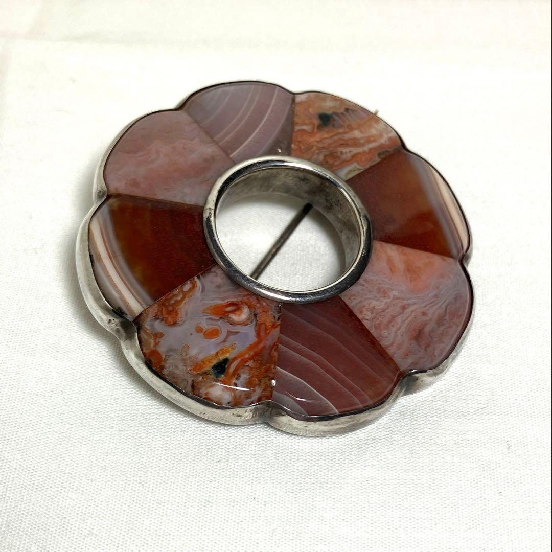 英国アンティーク アゲートブローチ スコティッシュ