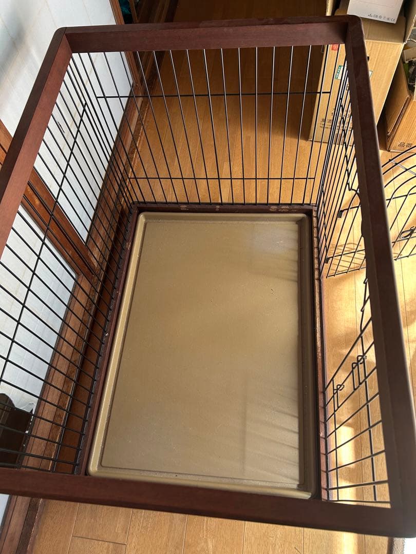 木製フレーム オープントップ　ペットサークル 小型中型犬用