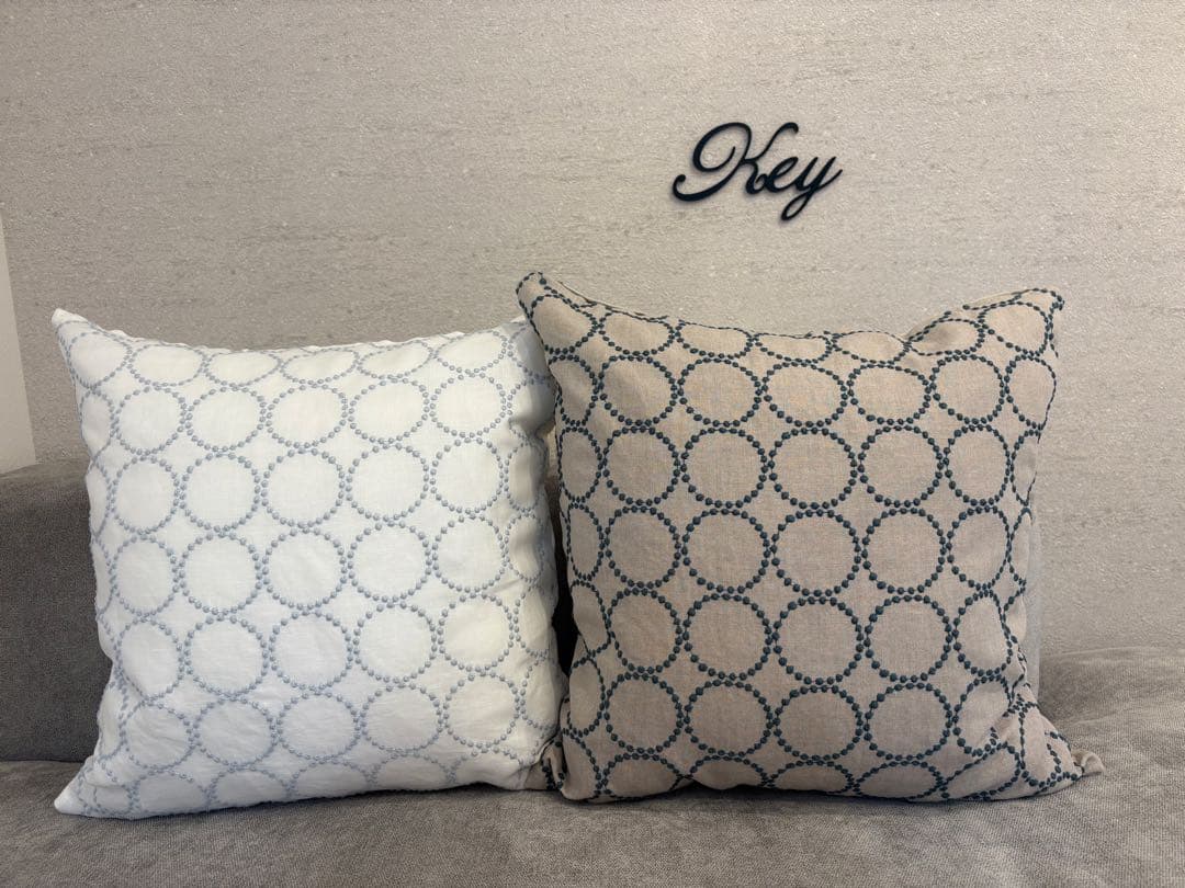 ミナペルホネン　ハンドメイドクッションカバー★タンバリンホワイトxライトブルー