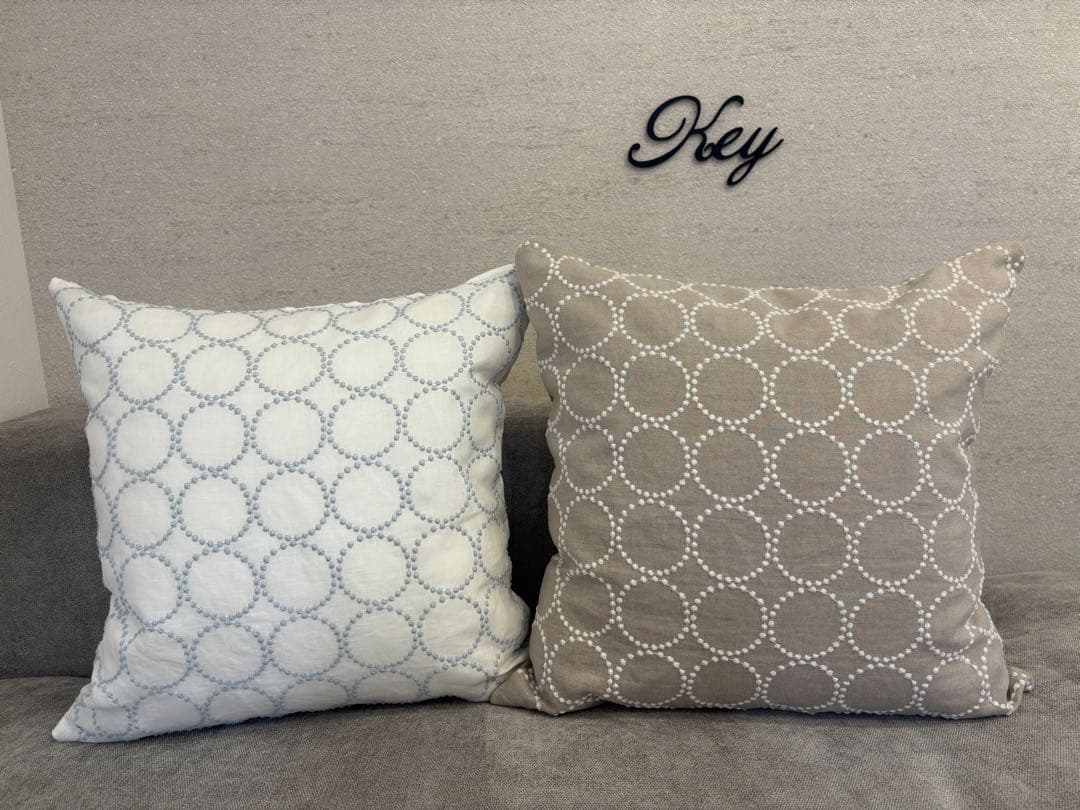 ミナペルホネン　ハンドメイドクッションカバー★タンバリンホワイトxライトブルー