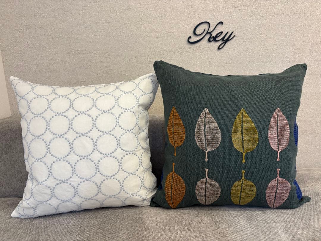 ミナペルホネン　ハンドメイドクッションカバー★タンバリンホワイトxライトブルー