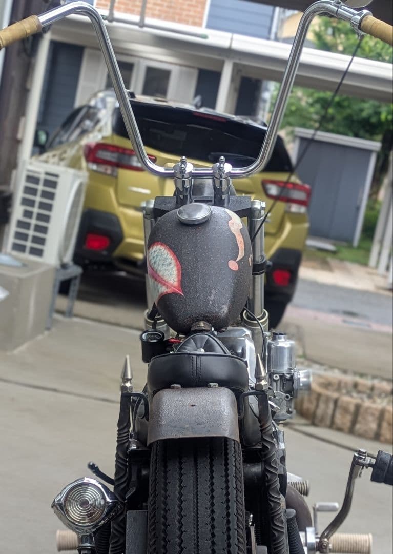 ピーナッツタンク　タンク　エイジング　ハーレー　ショベル　パン　エボ