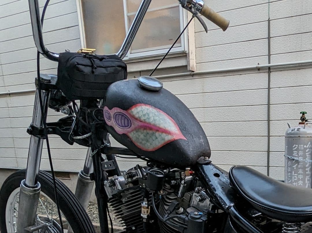 ピーナッツタンク　タンク　エイジング　ハーレー　ショベル　パン　エボ