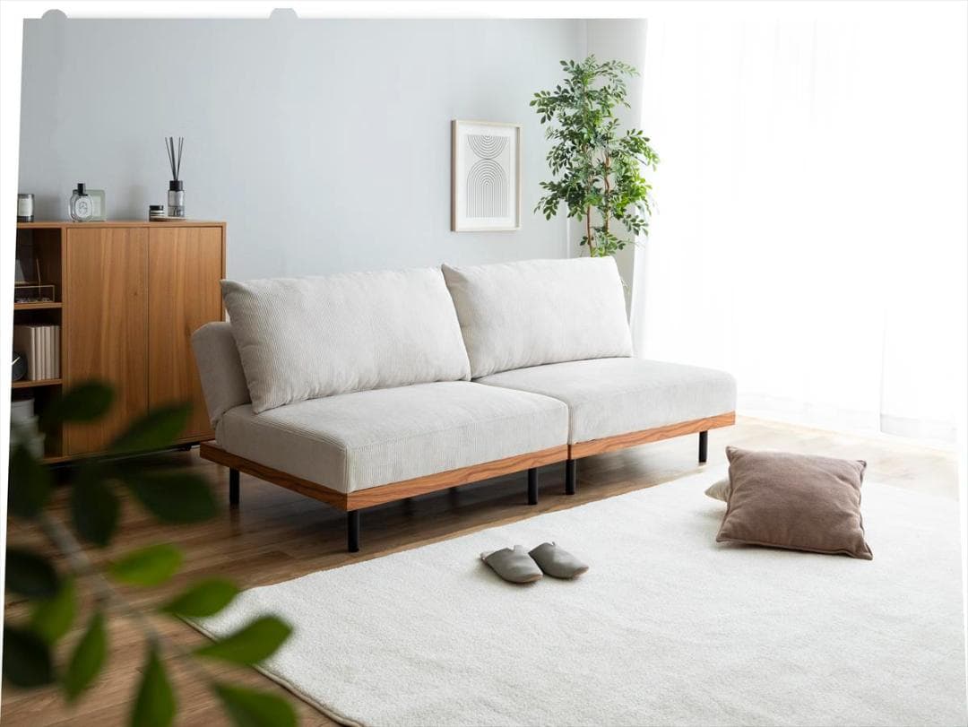 【送料無料】【2点セット】Ridley リクライニングコーデュロイソファ