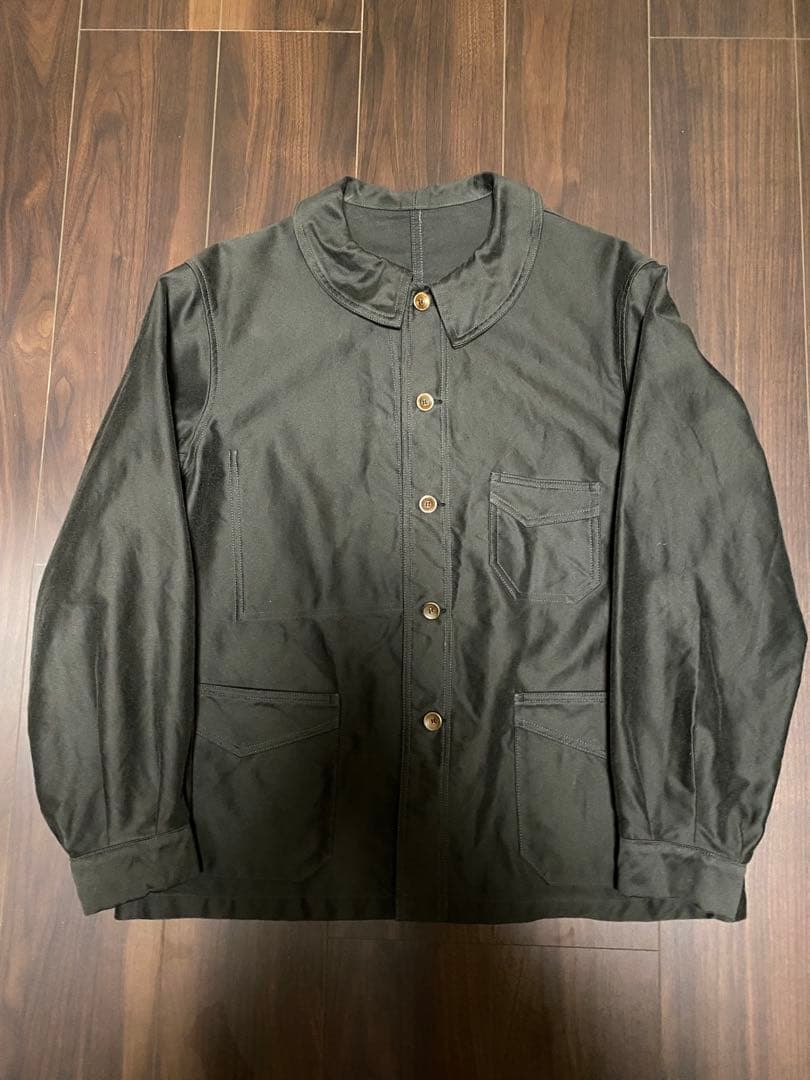 ブラックモールスキンフレンチワークジャケット