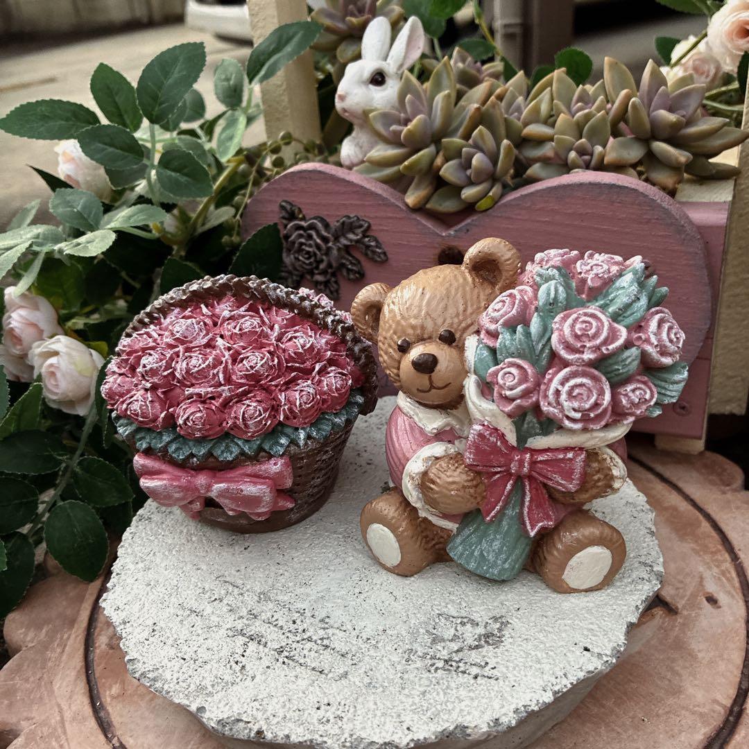 ★ ローズ@同梱割あります ★新作★バラと花飾りのうさぎさん★