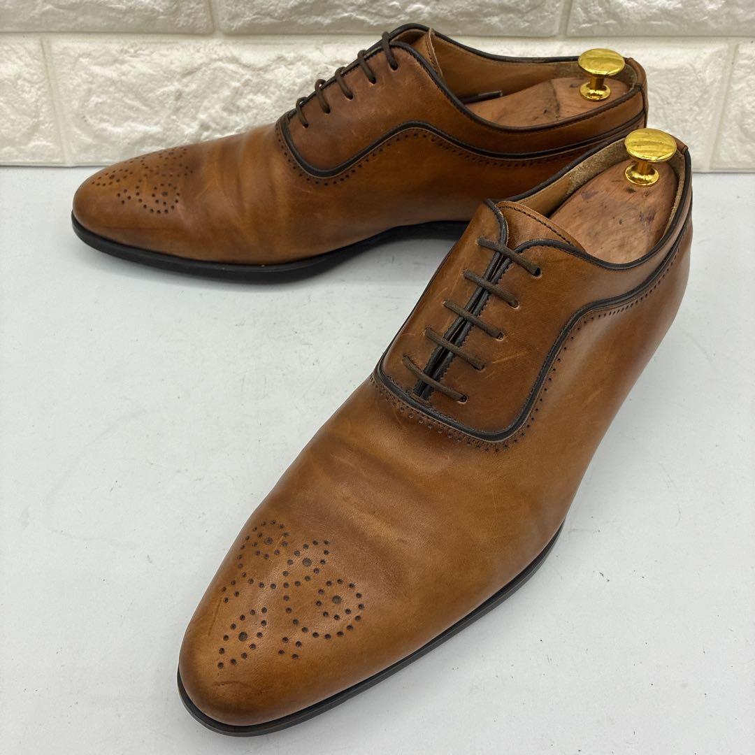 【良品】マグナーニ ビジネスシューズ メダリオン 44 プレーントゥ ブラウン