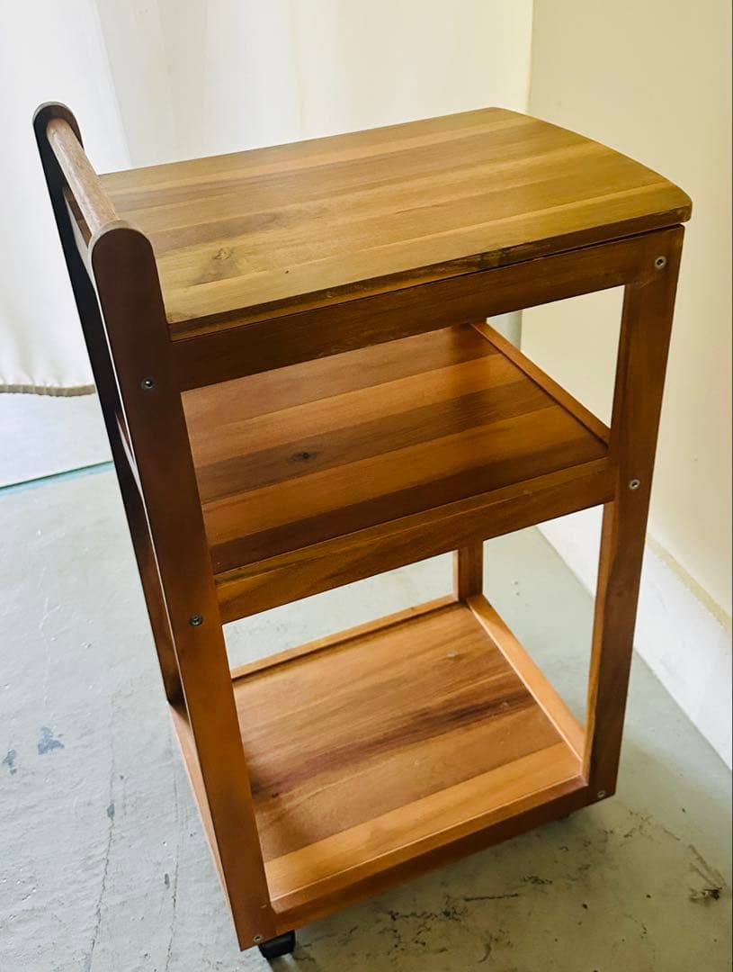 美品廃盤 IKEA キャスター付き　キッチンワゴン アカシア無垢材