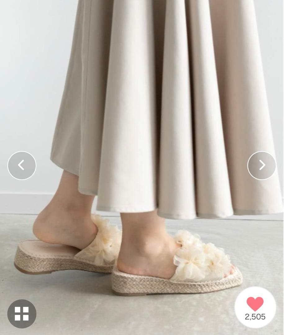 RANDA シフォンフラワーミュールサンダル　即購入ok⭐︎