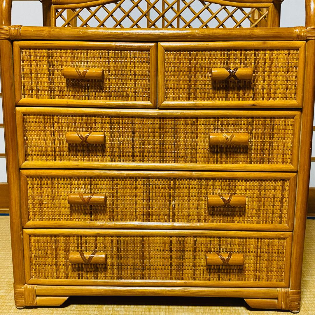 ラタン 籐 棚 チェスト 4段 W65.5cm D36cm H77cm 送料込み