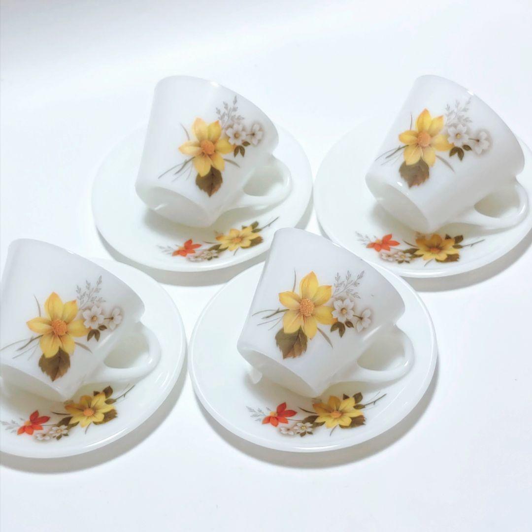 ビンテージ カップ&ソーサー 4客 オールドパイレックス