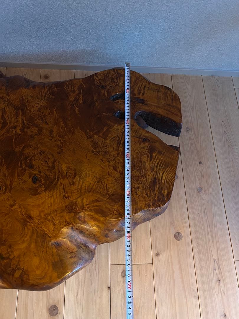 欅　一枚板　テーブル　花台　骨董　盆栽　玉杢　縮杢