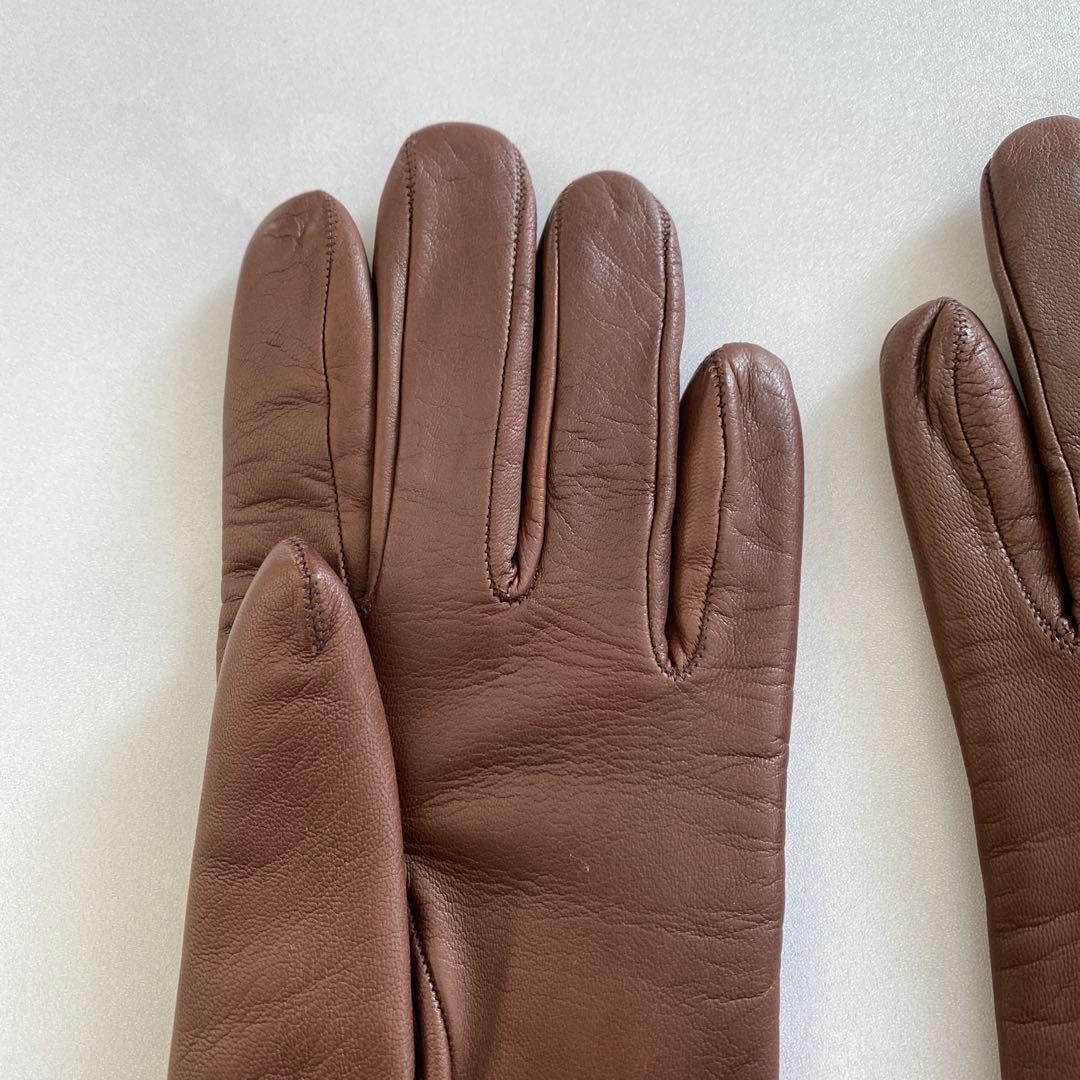 美品　セルモネータ　レザーロンググローブ　ブラウン　革手袋　サイズ7 イタリア製