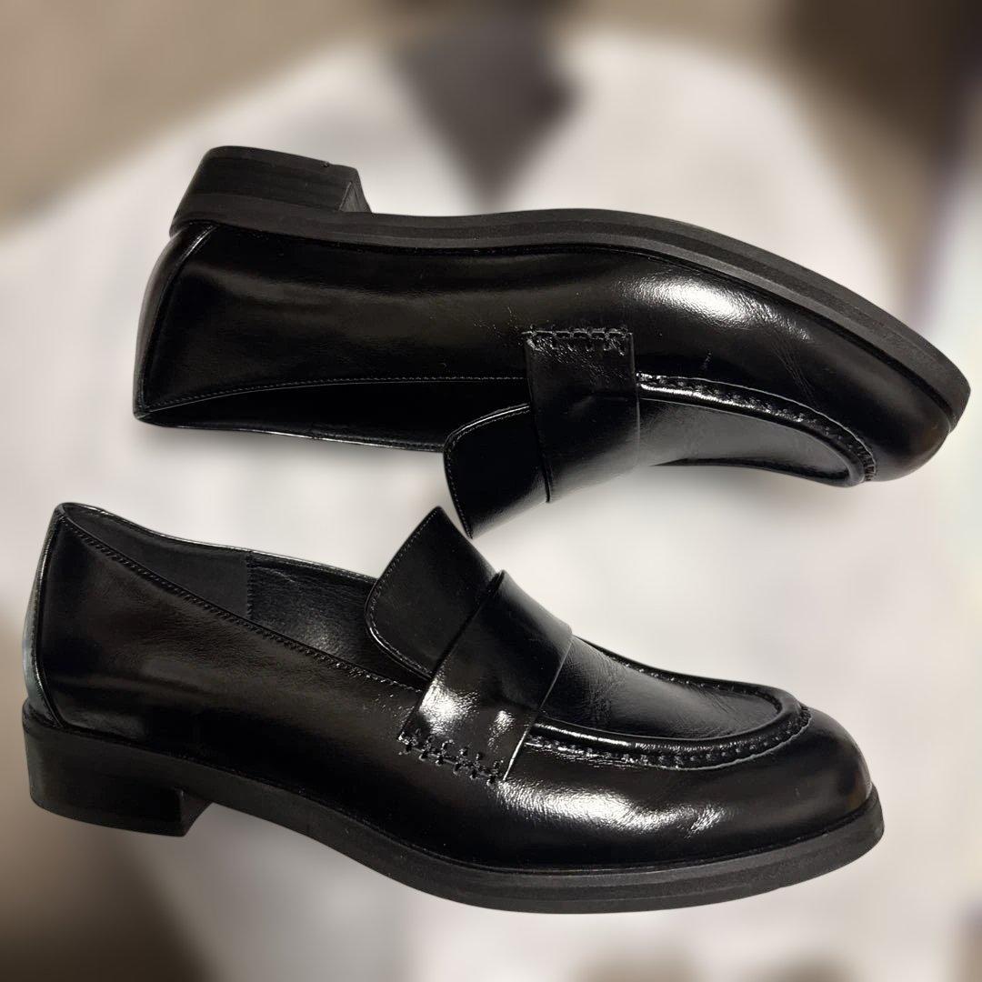 anuans アニュアンス　レザーローファー　ブラック　L