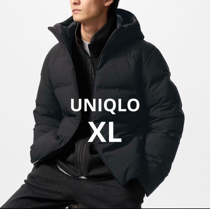 【美品】UNIQLO【ユニクロ】 シームレスダウンパーカーXLブラック