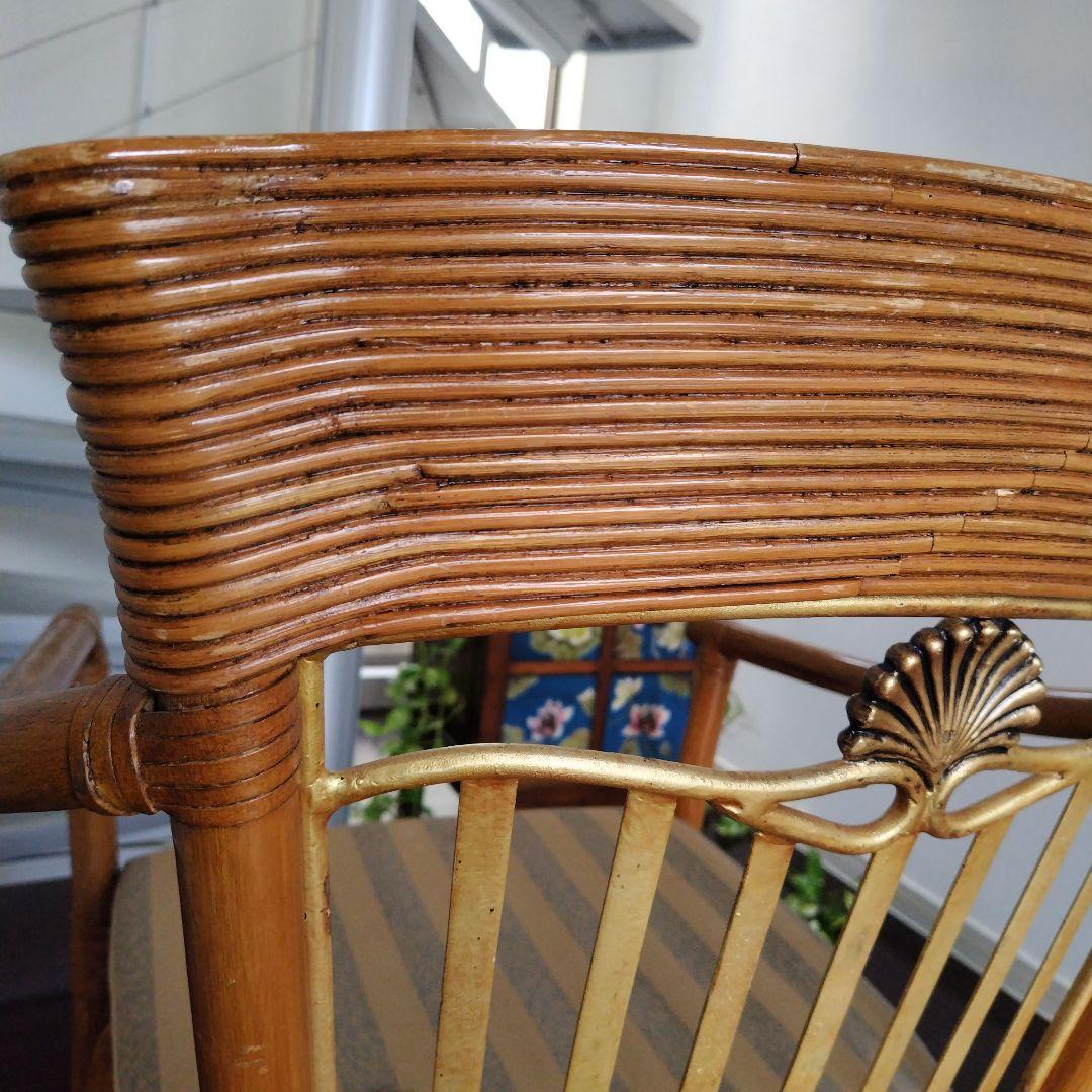アンティーク OLIVER 海外輸入品 高級 肘付 ラタン アームチェア 一脚
