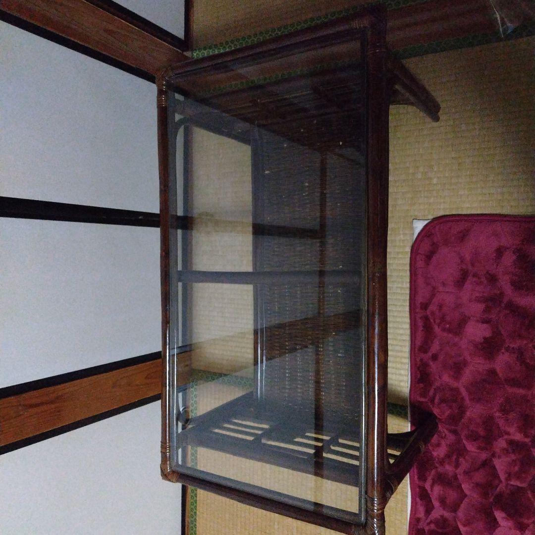 ガラス天板ラタンテーブル 長方形