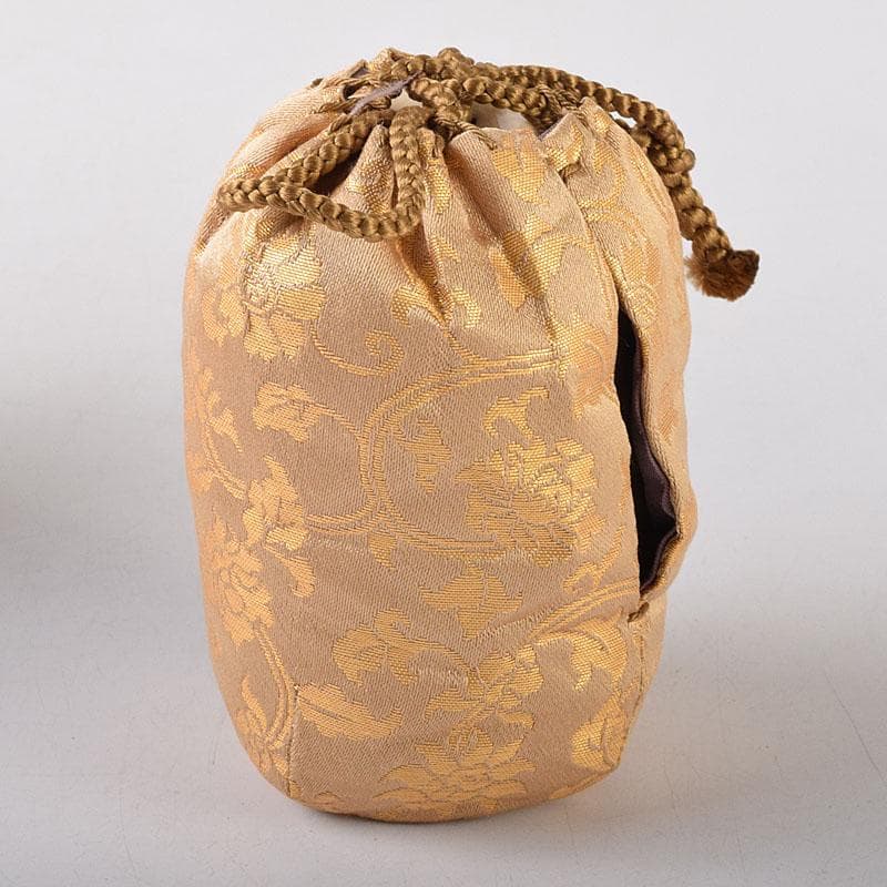 茶道具　鶴田純久作　青唐津　肩衝茶入　仕覆付　共箱　V　7902