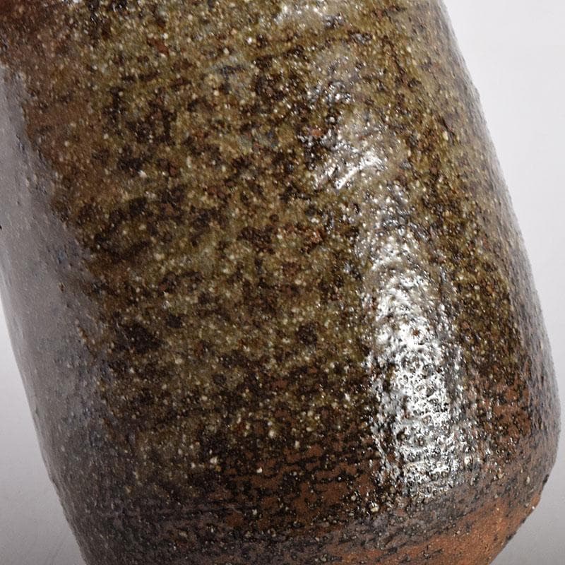 茶道具　鶴田純久作　青唐津　肩衝茶入　仕覆付　共箱　V　7902