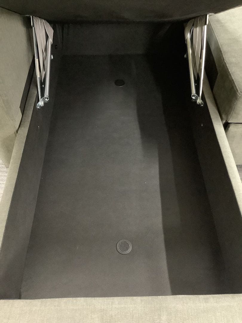 なら 極上中古！ニトリ ソファベッド 布張り 収納付きカウチソファ グレー