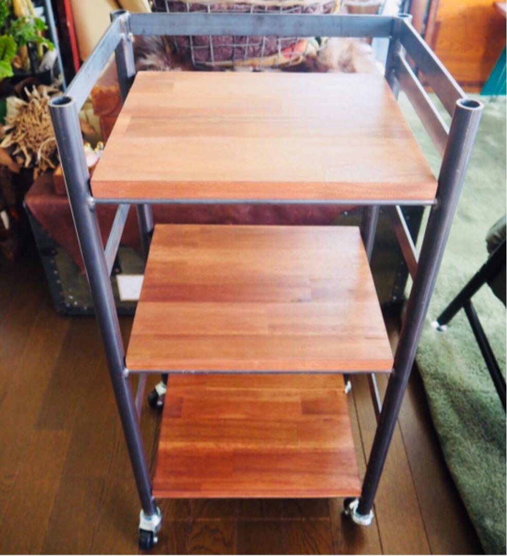 アイアン家具　キャスターラック　移動シェルフ   チェスト　男前　モダン