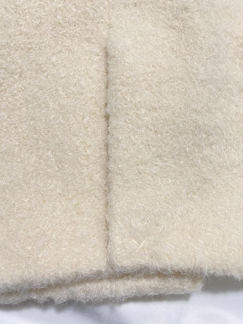 希少 Mサイズ ZARA ブークレダブルブレストミディ丈コート エクリュ