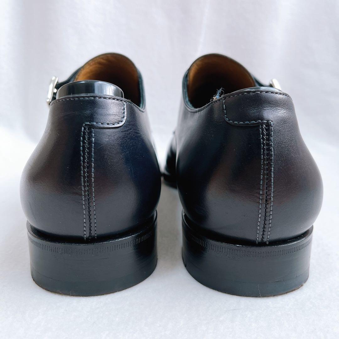 極美品 サントーニ ダブルモンクストラップ レザー 革靴 黒 ストレートチップ