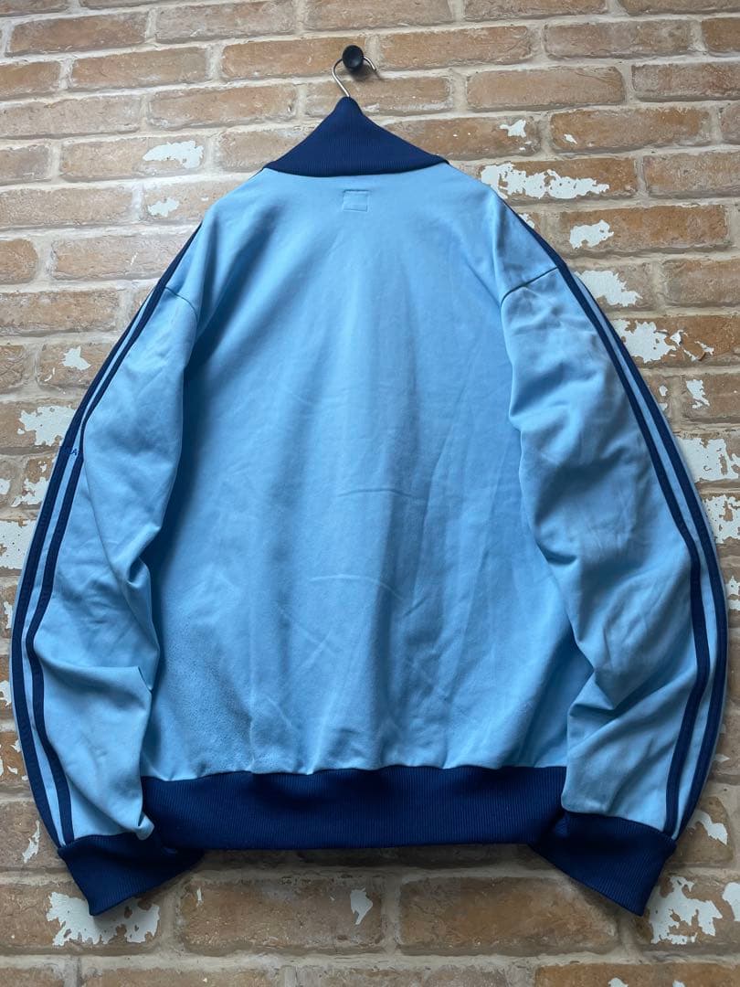 80s adidas アディダス　トラックジャケット　ワンポイント　刺繍　水色