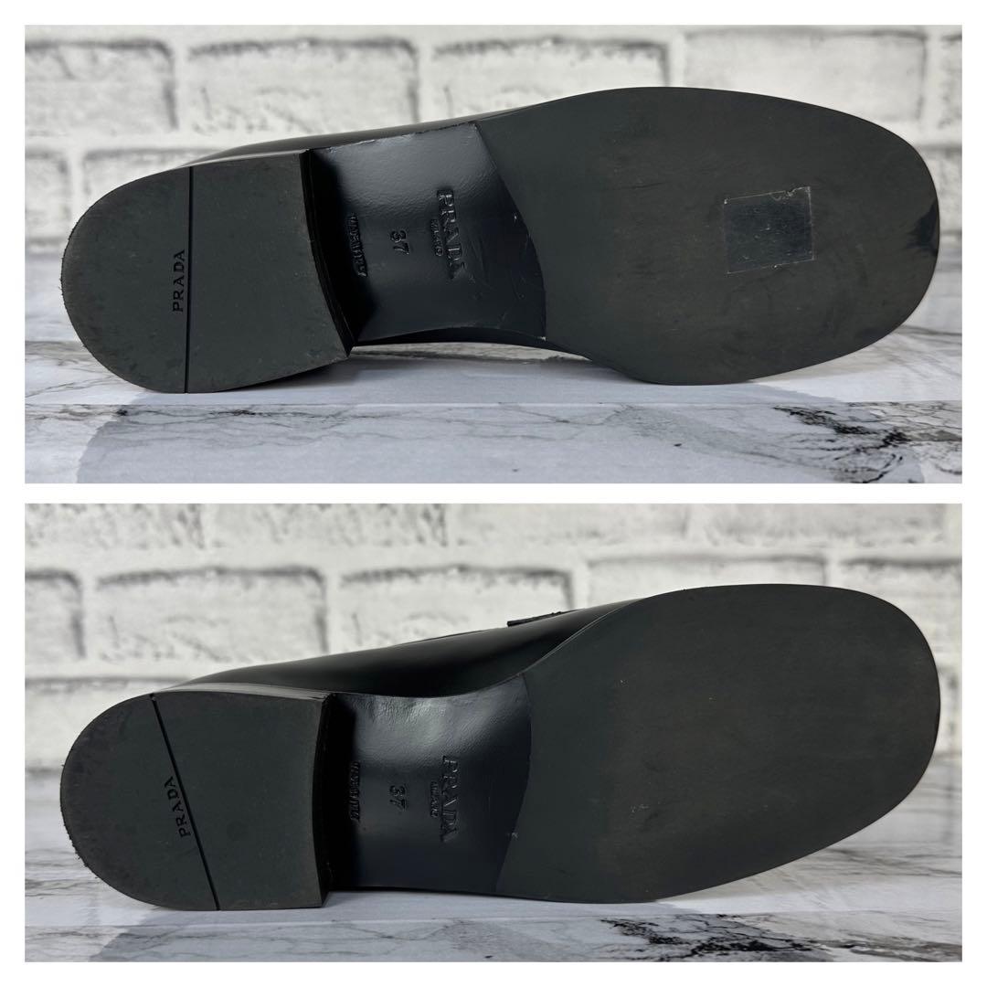 ほぼ未使用✨プラダ ブラッシュドレザー 三角ロゴ ローファー 付属品完備