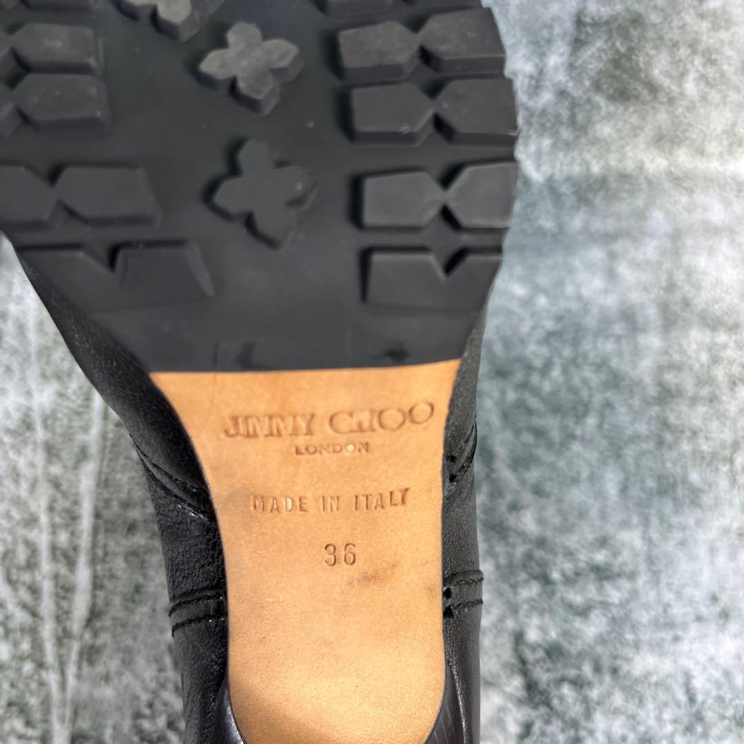 美品 ジミーチュウ エンジニアブーツ ピンヒール ブラック レザー バックル