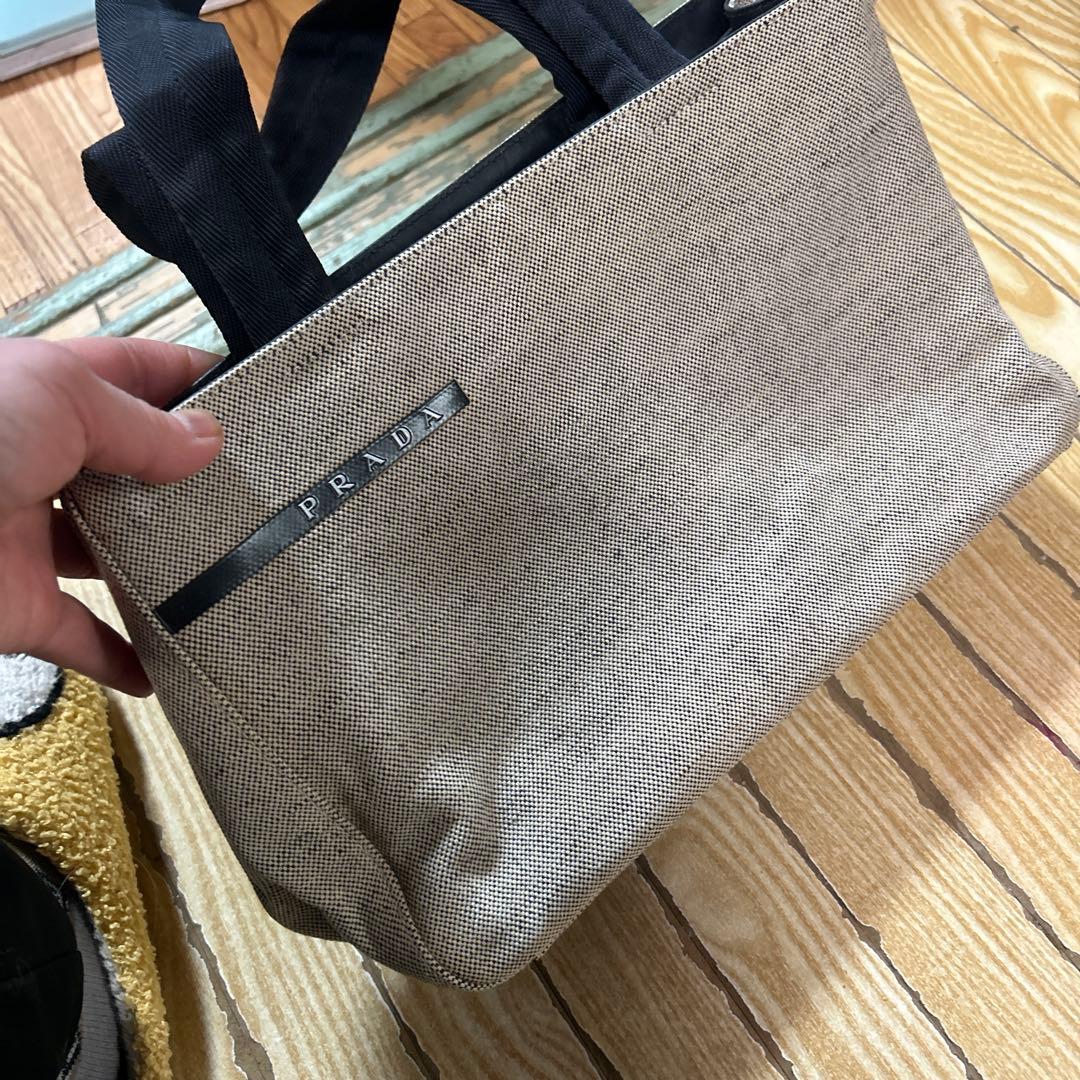 monchi  PRADA キャンバストートバッグ ベージュ/ブラック