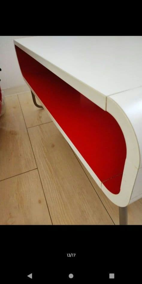 Francfranc シンプルセンターテーブル ホワイト/レッド